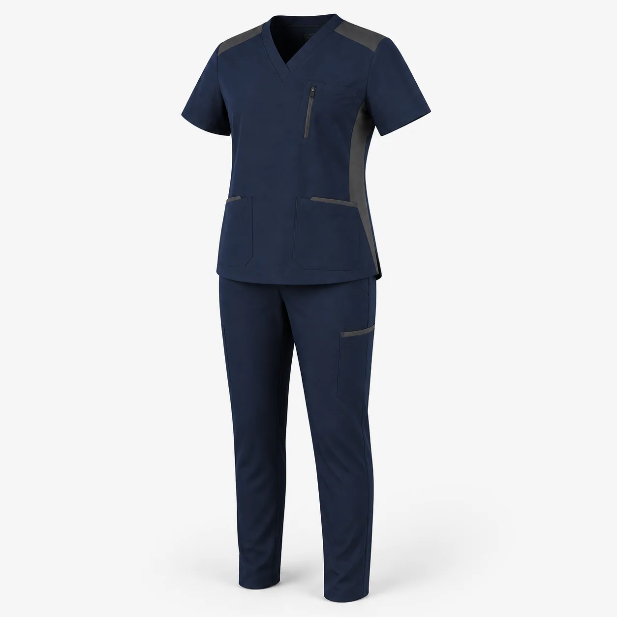 Lacivert gri panelli teknik scrub takım
