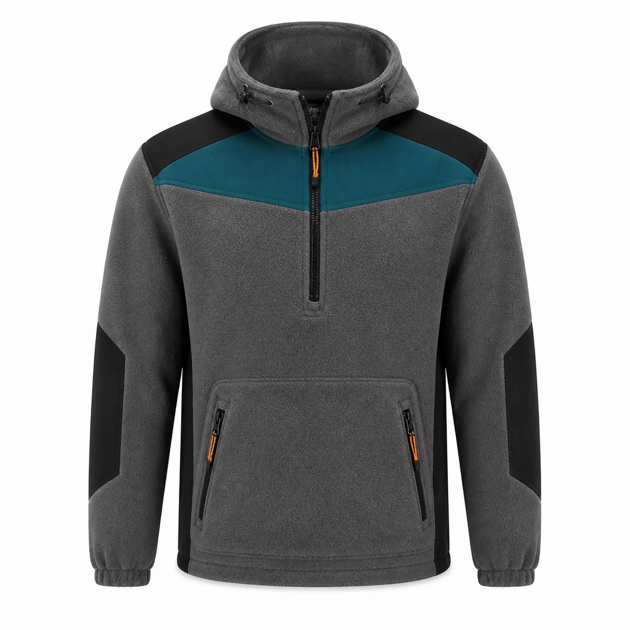 KT-PL-030 Taş Gri Petrol Kapüşonlu Polar Sweat
