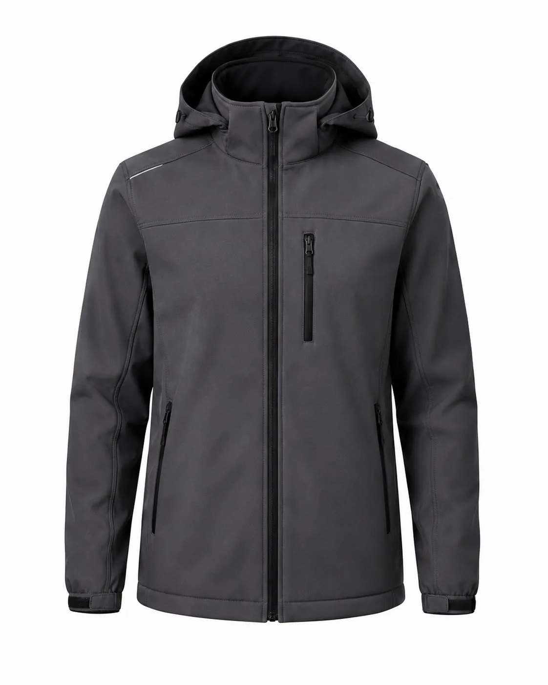 Antrasit kapüşonlu softshell iş montu