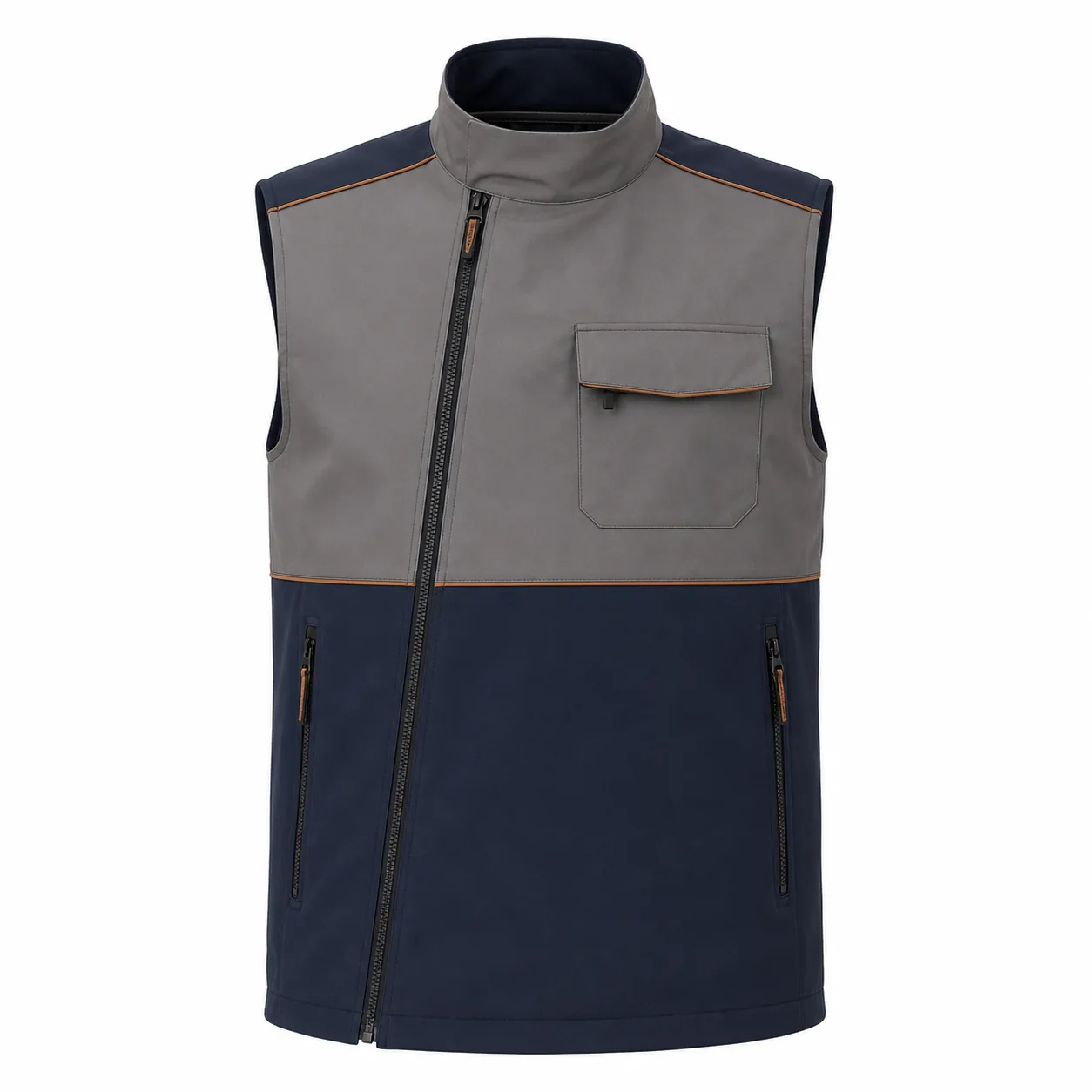 Taş Gri Lacivert Cepli Softshell Yelek ürün görseli