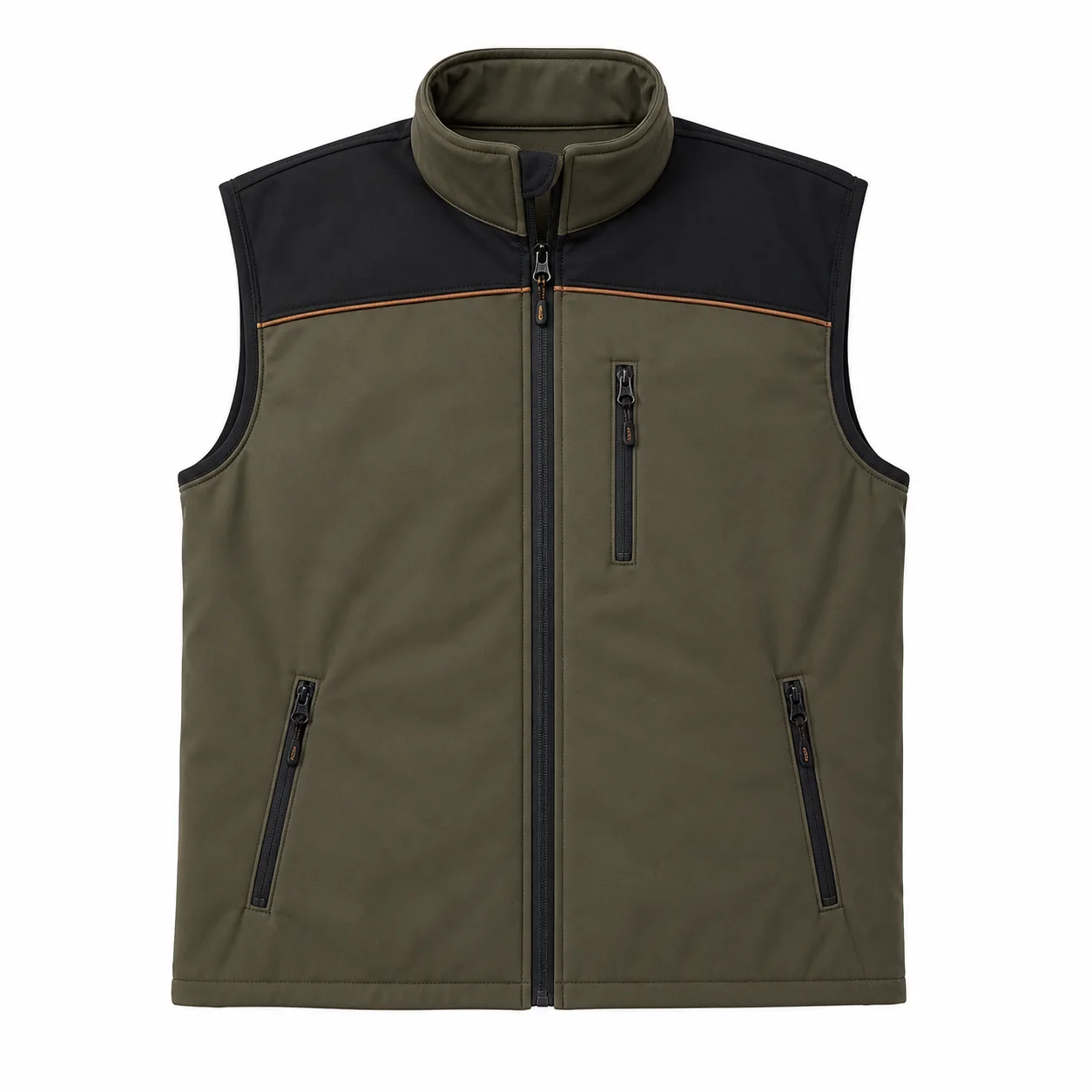 KT-SS-022 Haki Siyah İç Dolgusuz Softshell Yelek