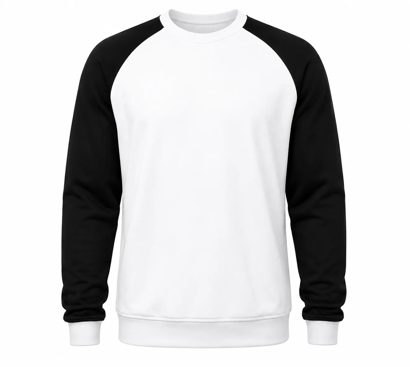 Beyaz Siyah Raglan Kollu Bisiklet Yaka Sweatshirt ürün görseli