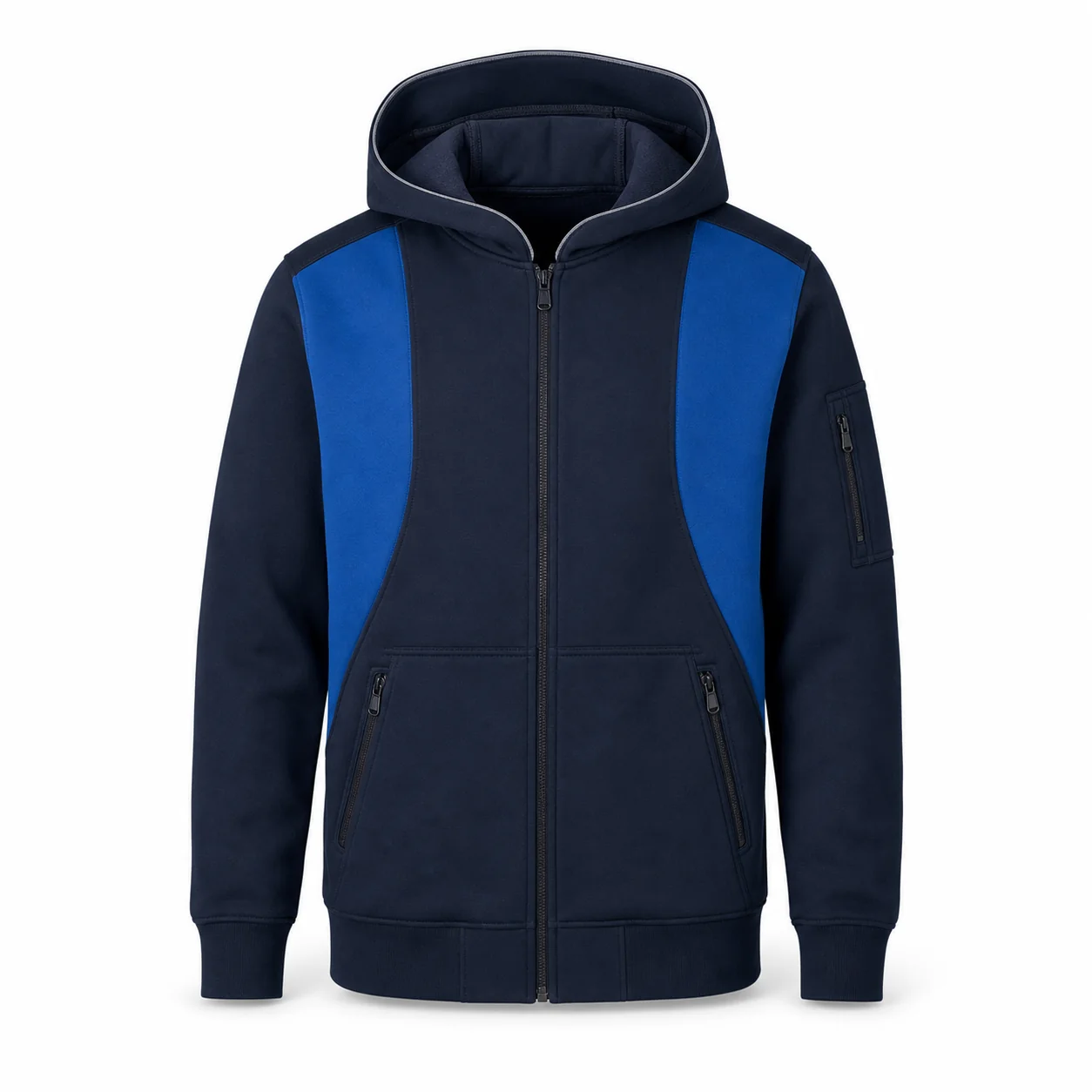 Lacivert Saks Tam Fermuarlı Kapüşonlu Sweatshirt ürün görseli