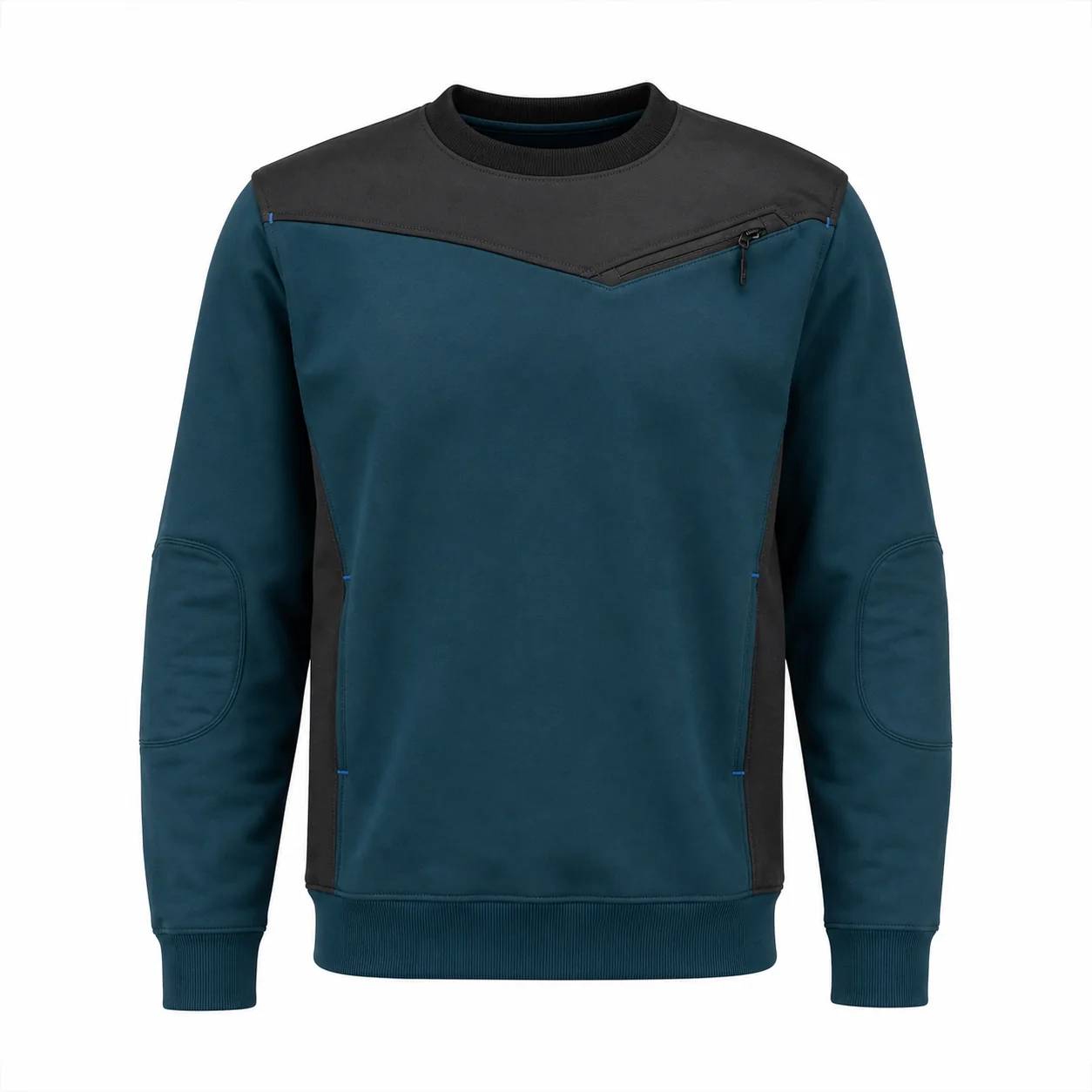 Petrol Antrasit Cepli Bisiklet Yaka Sweatshirt ürün görseli