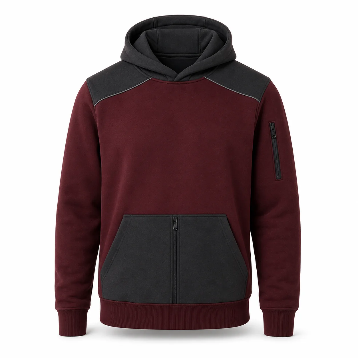 Bordo Antrasit Kanguru Cepli Kapüşonlu Sweatshirt ürün görseli