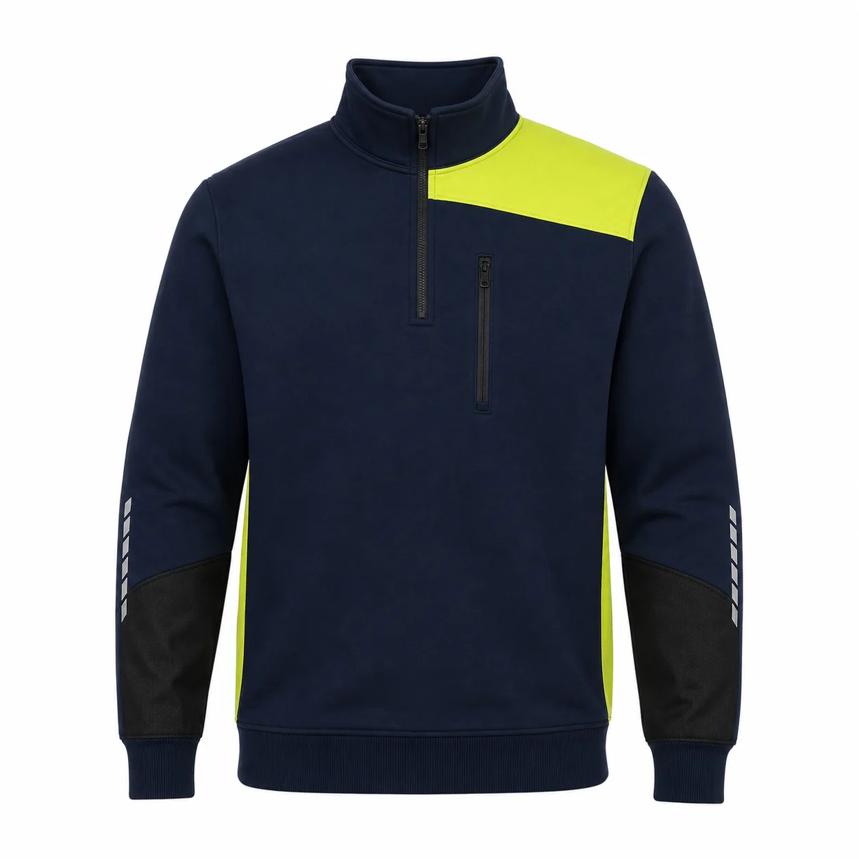 Lacivert Fosfor Reflektif Yarım Fermuarlı Sweatshirt ürün görseli