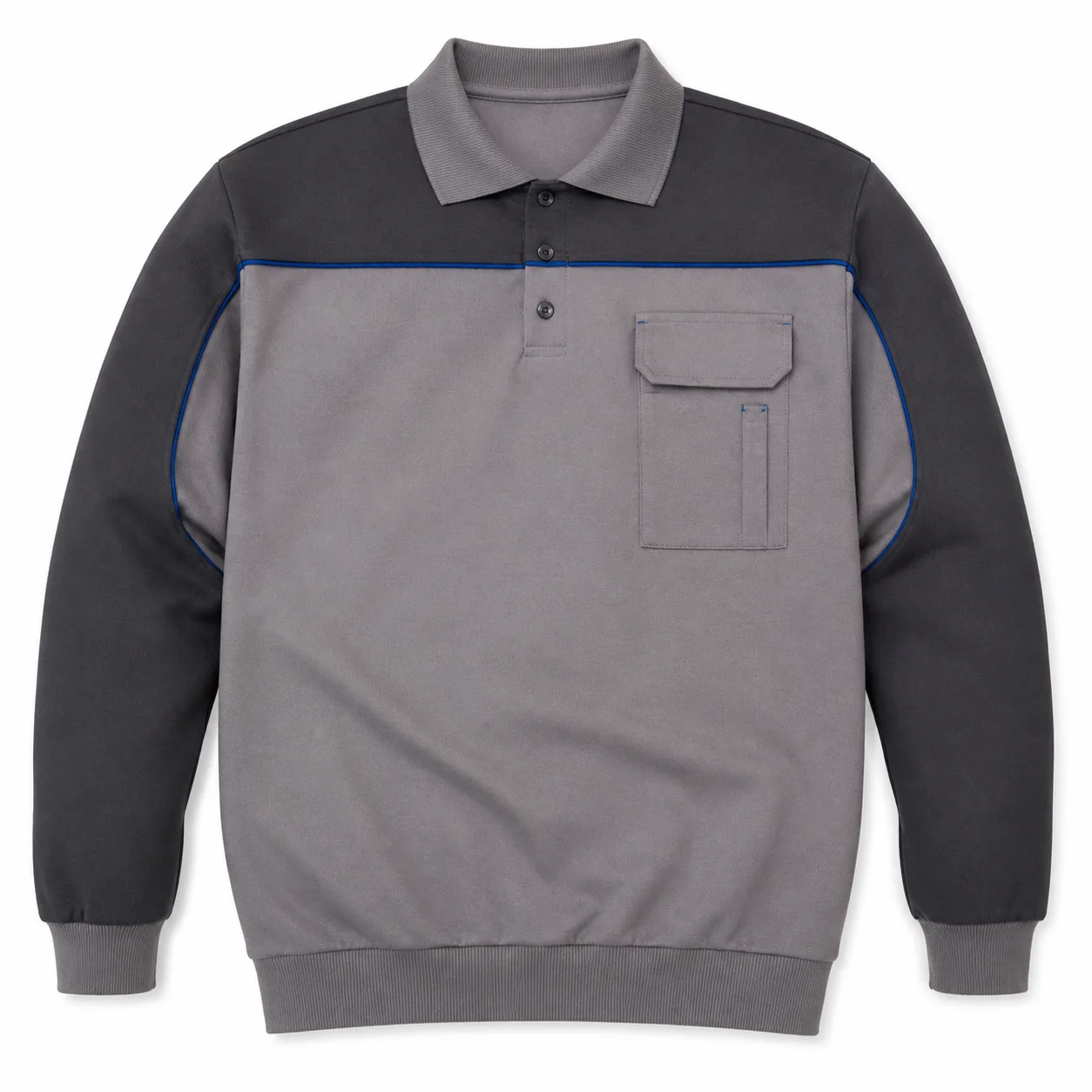 Taş Gri Antrasit Cepli Polo Sweatshirt ürün görseli