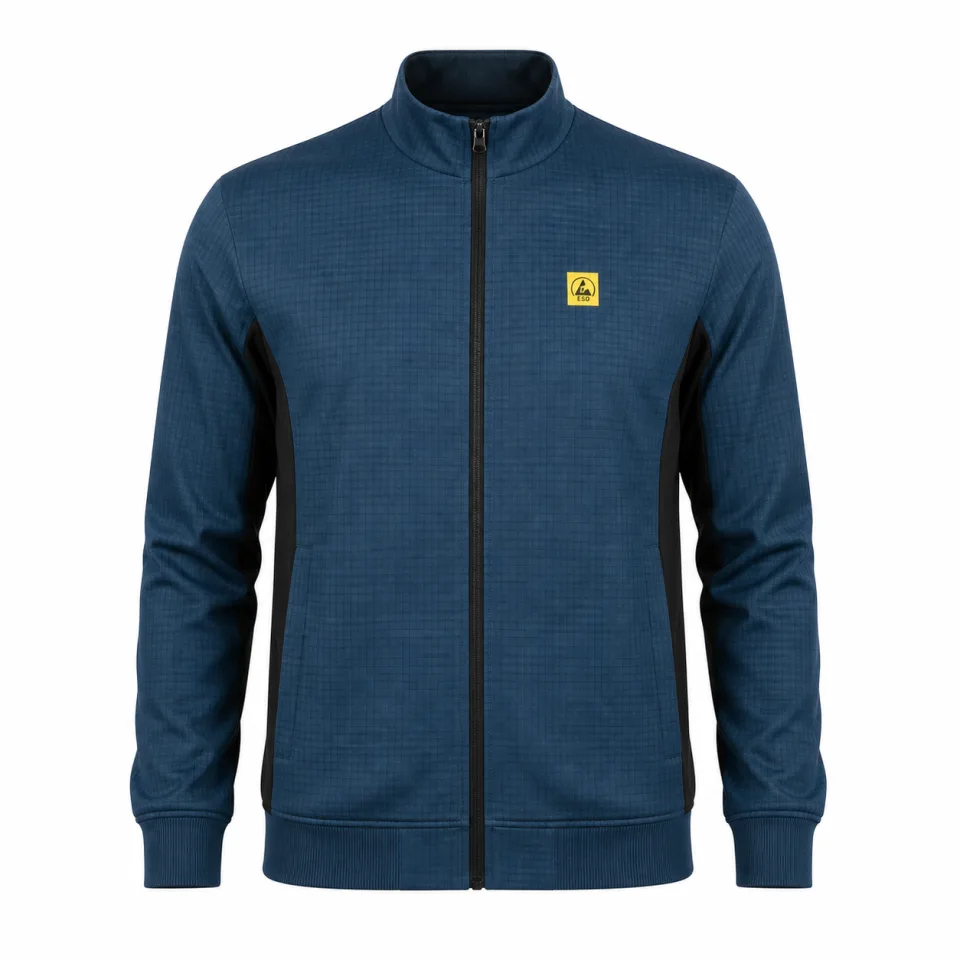 Petrol Tam Fermuarlı ESD Sweatshirt