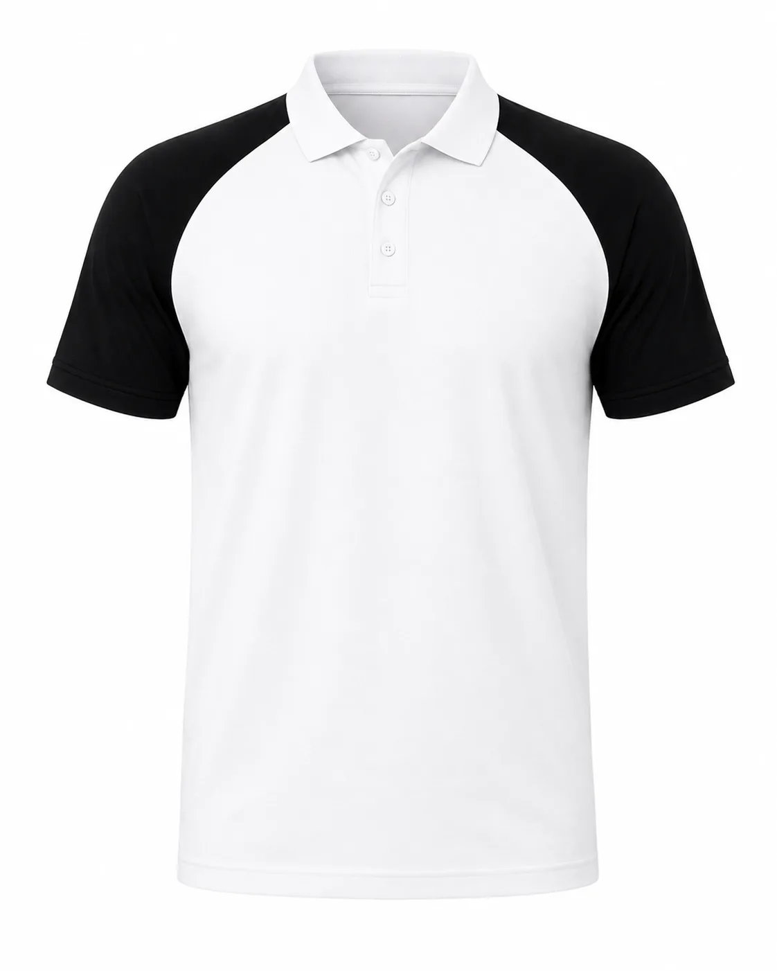 Beyaz Siyah Raglan Kollu Polo Yaka Tişört ürün görseli